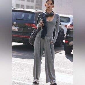 Free People Movement Hot Shot Wide Leg Jumpsuit Womens S Gray NWT